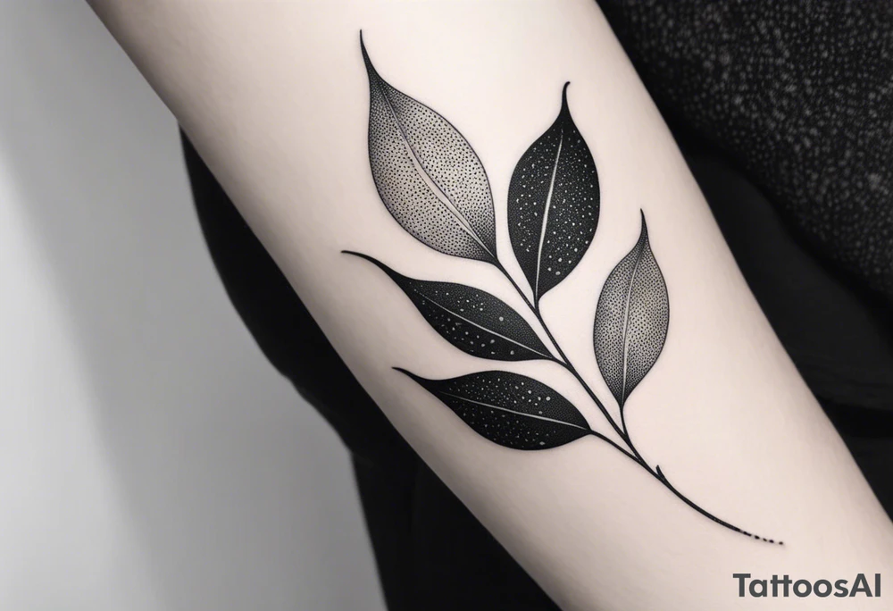 Create a delicate tattoo with beautiful flowing and delicate leaves in fineline minimalistic style tattoo idea