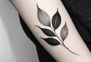 Create a delicate tattoo with beautiful flowing and delicate leaves in fineline minimalistic style tattoo idea