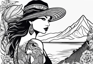 Beach Mountain Racket dog woman tattoo idea