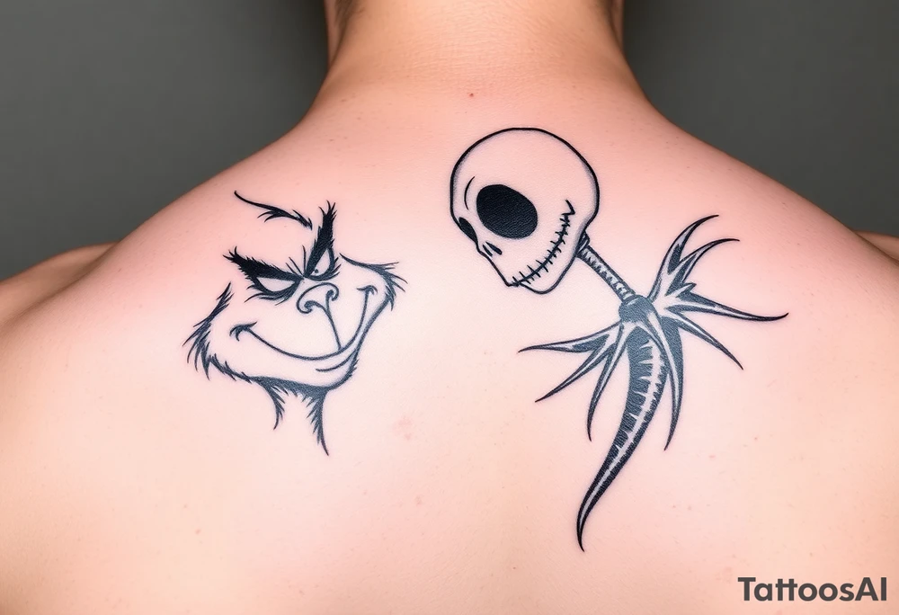 the grinch and jack skellington tattoo idea