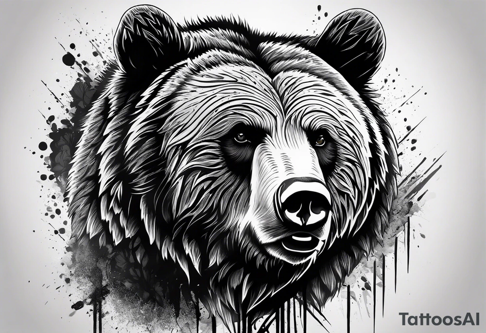 Grizzly Bear with a look of strength in their eyes tattoo idea
