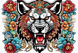 Okinawa style shisa dogs, chest/pecs, Yakuza style tattoo idea
