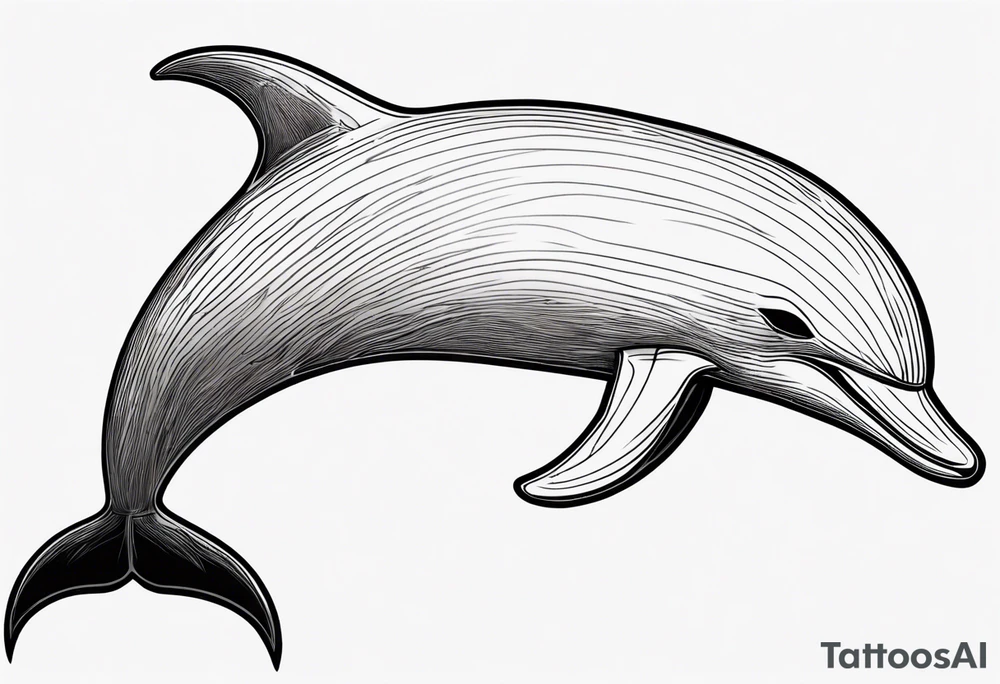 A thin outline of a dolphin without any fill. Just the outer lines only. tattoo idea