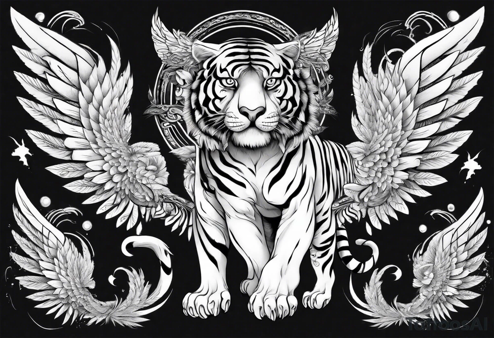 Tiger with wings. Mythological. tattoo idea