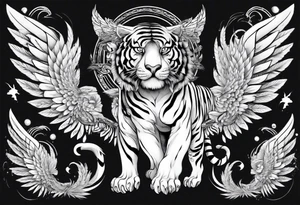 Tiger with wings. Mythological. tattoo idea