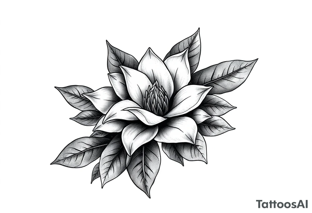 State or louisiana with magnolia flower in tooled leather tattoo idea