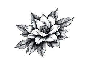 State or louisiana with magnolia flower in tooled leather tattoo idea