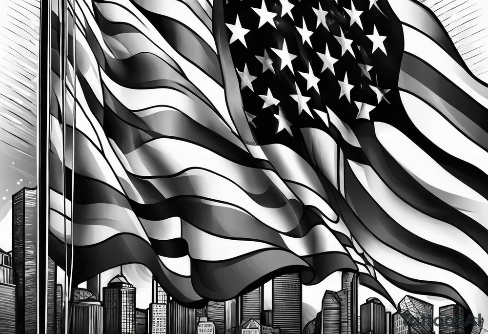 American flag black and grey tattoo idea