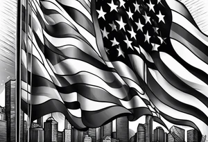 American flag black and grey tattoo idea