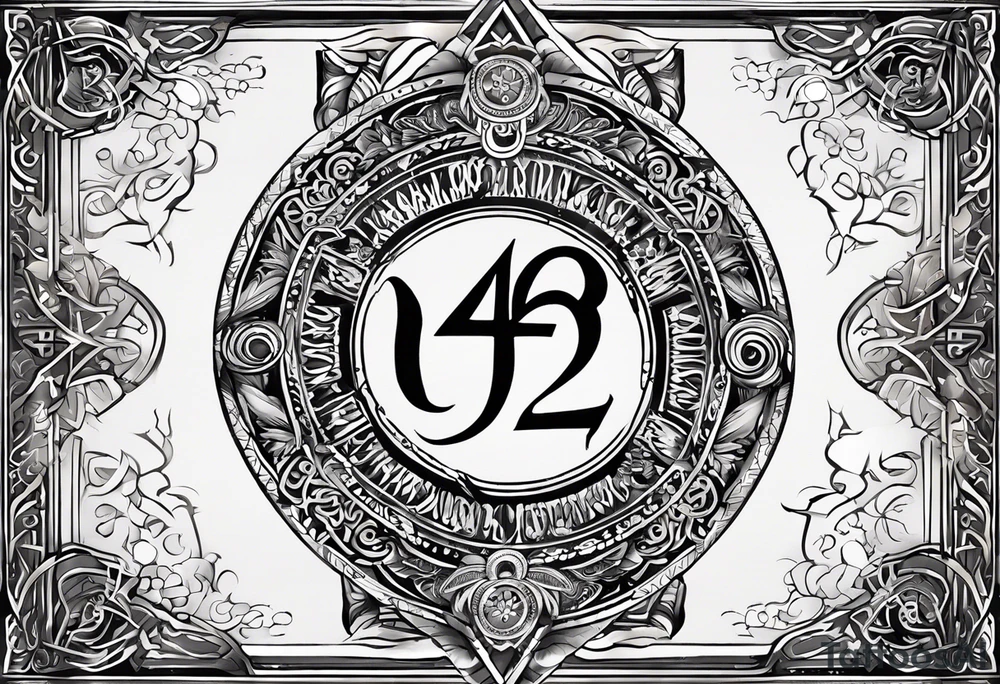 A card with 4 numbers (23, 16, 26 and 2) and with dagaz and fehu runes tattoo idea