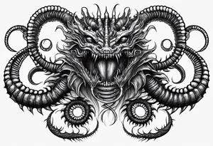 medieval bony demonic centipede warped on the collar bone with a fine point and sketch style tattoo idea