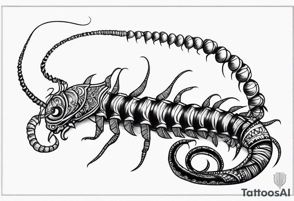 Long legs tribal centipede tattoo idea