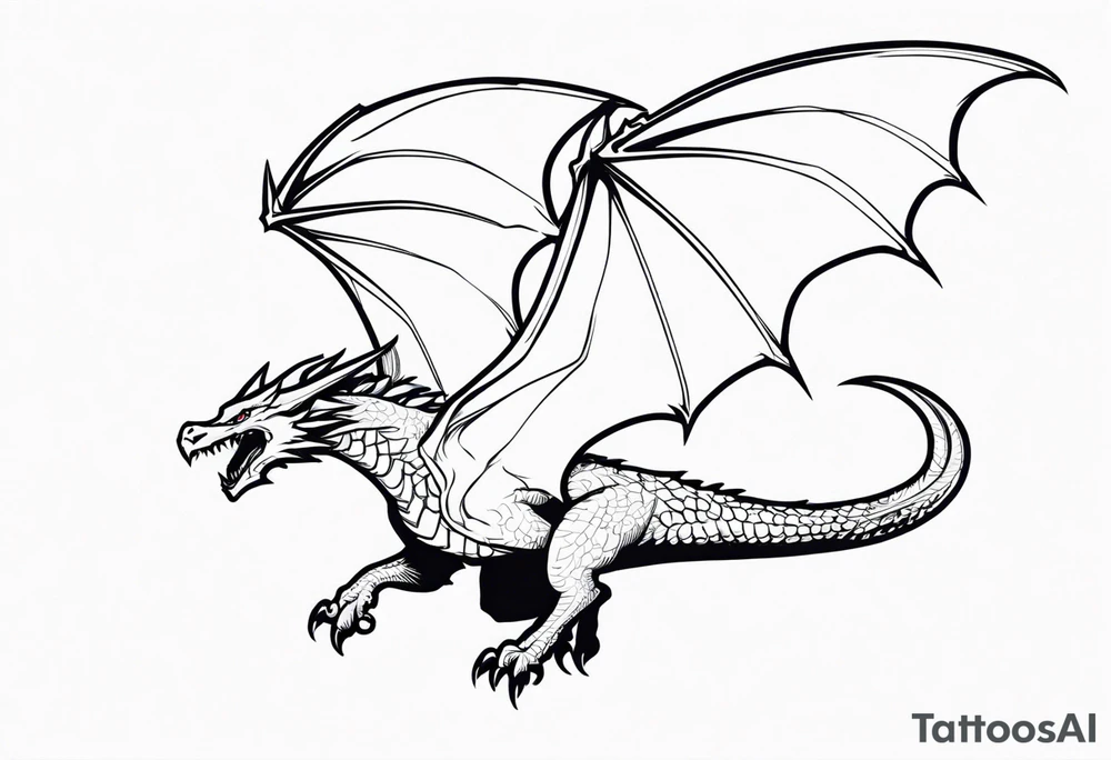 Wyvern flying solid fill tattoo idea