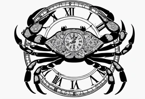 Zodiac crab with clock tattoo idea