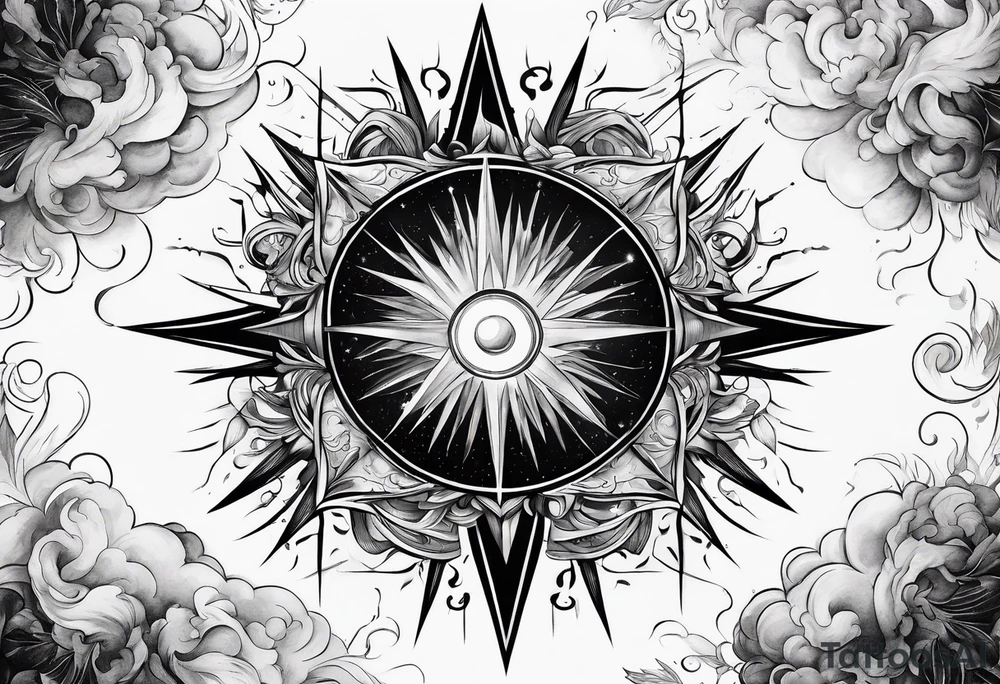 A supernova explosion represented in medieval art style tattoo idea A supernova explosion represented in medieval art style tattoo idea