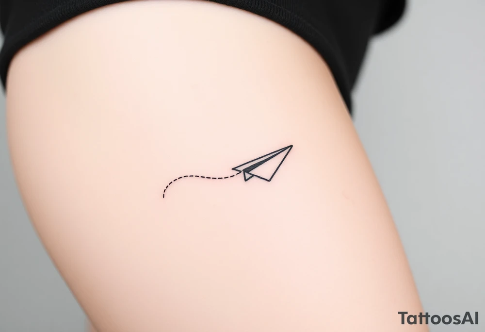 Line tattoo scene with paper plane, play symbol, pause symbol, stop symbol, rewind symbol, mental health awareness tattoo idea