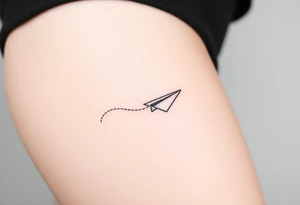 Line tattoo scene with paper plane, play symbol, pause symbol, stop symbol, rewind symbol, mental health awareness tattoo idea