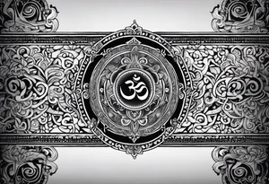 Forearm sleeve based around Sanskrit Om symbol for breathe tattoo idea