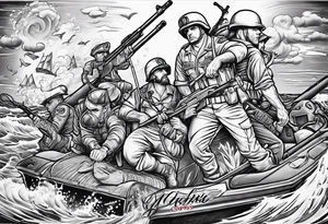Marine corps pinup sleeve tattoo idea