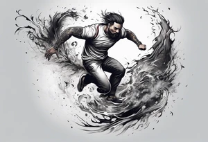 Man running from death, while also running towards death tattoo idea