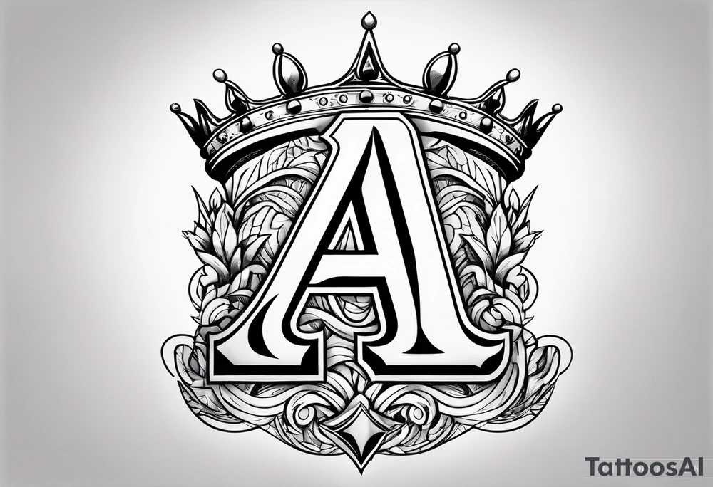Letter a with a crown on top tattoo idea