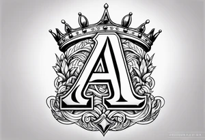 Letter a with a crown on top tattoo idea