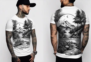 simple jungle, rocket, moon tattoo idea