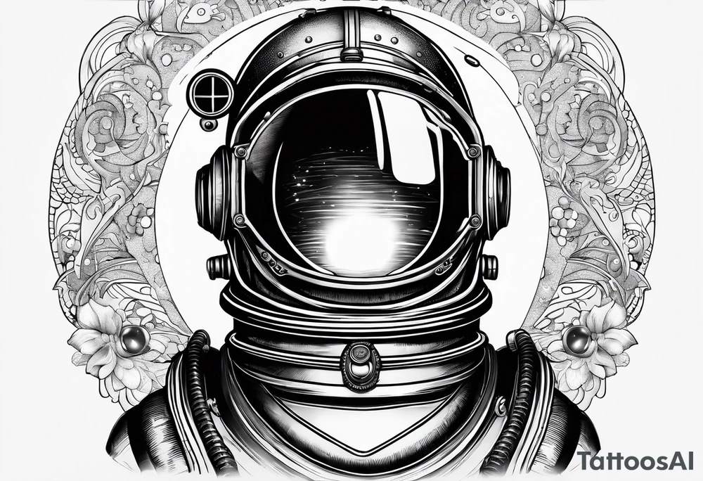 mark v diving helmet mixed with a space helmet tattoo idea