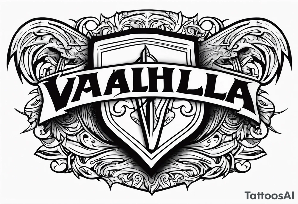 Valhalla sword shield banner tattoo idea