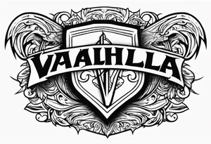 Valhalla sword shield banner tattoo idea