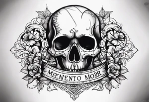 Memento mori writen skull sleeve tattoo design tattoo idea