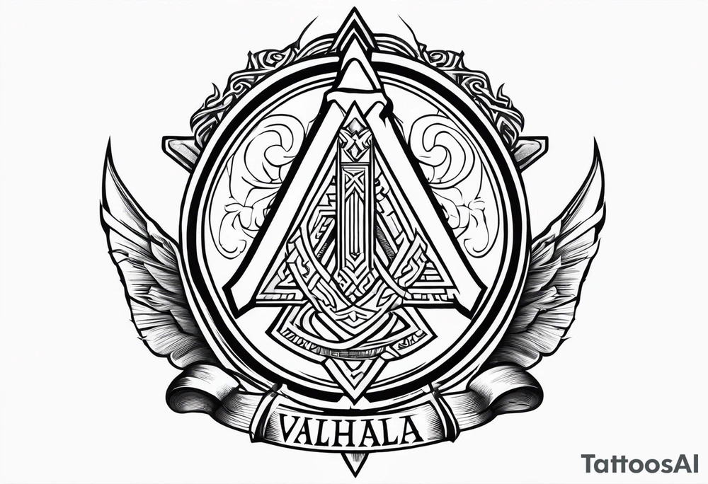 Valhalla shield sword axe Valknut tattoo idea