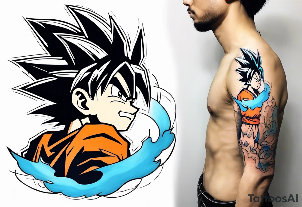 Tattoo on arm with goku with wings tattoo idea