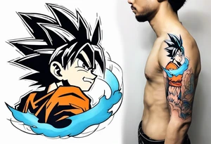 Tattoo on arm with goku with wings tattoo idea