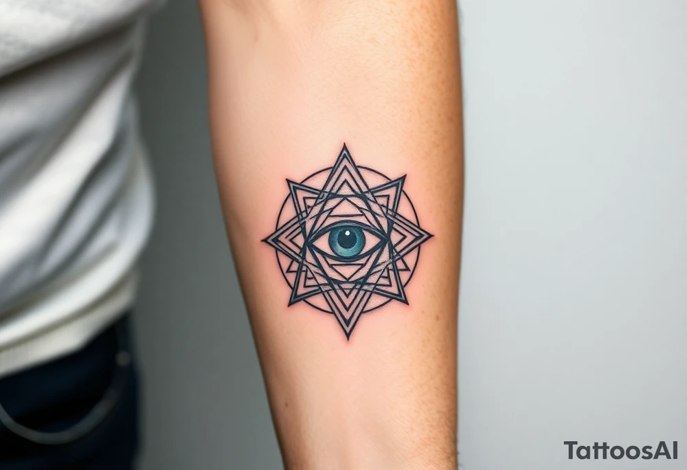 sacred geometry with eye in the middle tattoo idea