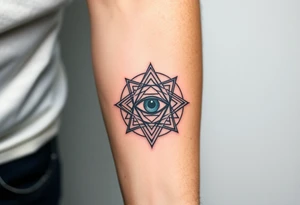 sacred geometry with eye in the middle tattoo idea