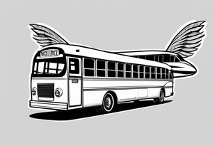 A bus with wings of an airplane tattoo idea