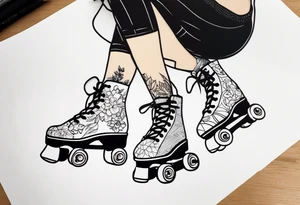 girls roller skating tattoo idea