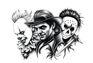 Pennywise, Freddy Krueger, Michael Meyers, and jason voorhees tattoo idea