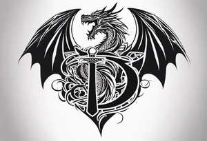 Valhalla sword shield dragon axe tattoo idea