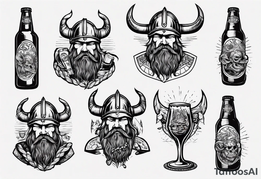 A Viking drinking a beer tattoo idea