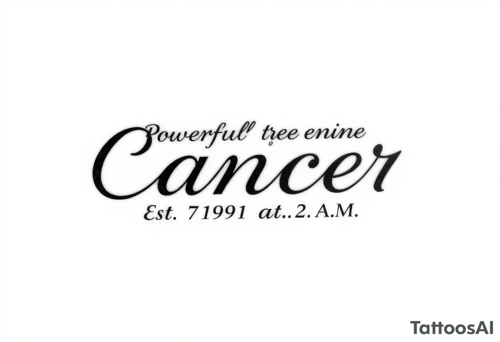 Powerful female zodiac sign cancer, Est. 07.19.91 at 2:22 A.M tattoo idea