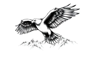 majestic eagle spreading wings against mountain peaks tattoo idea