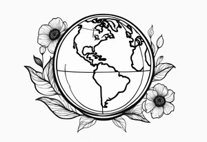 WORLD GLOBE INSIDE POPPY FLOWER BUD tattoo idea