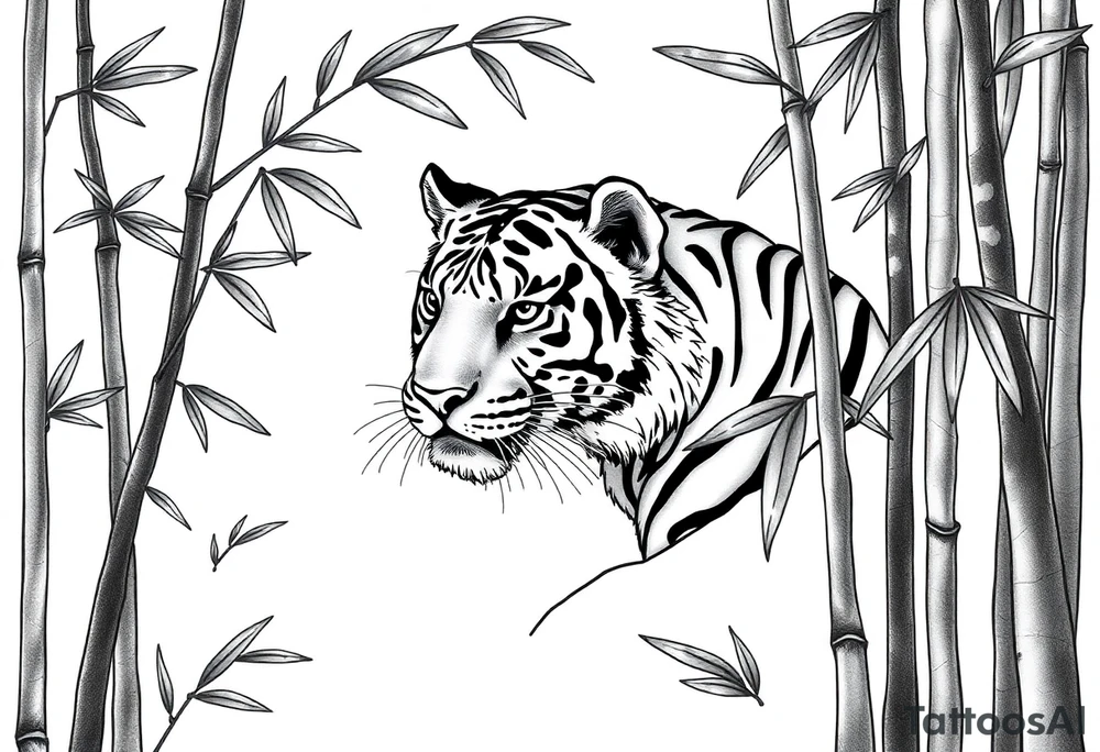 a cleverly hidden tiger, hard to see
in the bamboo forest tattoo idea