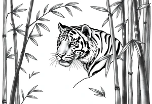 a cleverly hidden tiger, hard to see
in the bamboo forest tattoo idea