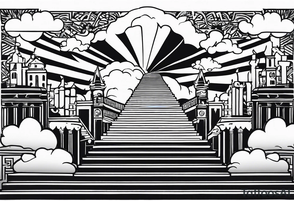 Valhalla stairs clouds tattoo idea
