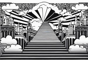 Valhalla stairs  clouds tattoo idea