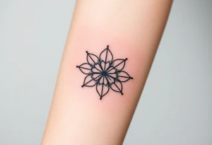 Breathe symbol with unalome symbol incorporating jasmine flowers tattoo idea