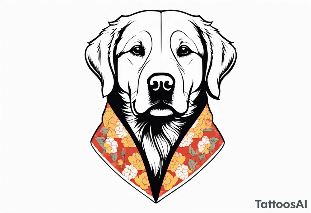 a golden retriever in a kimono tattoo idea